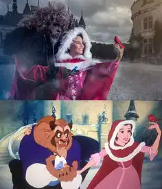 旅行博主拍照演绎美女与野兽浪漫故事