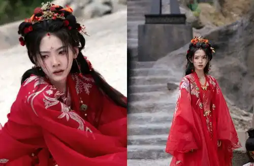 章若楠红衣古装扮相惊艳淮水竹亭眼神破碎感拉满