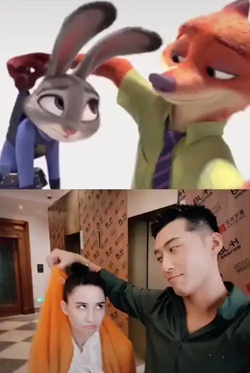 窦骁何超莲高度还原疯狂动物城情侣合拍,上演贴脸锁喉抱,太甜了
