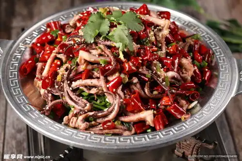 香辣鱿鱼须摄影图
