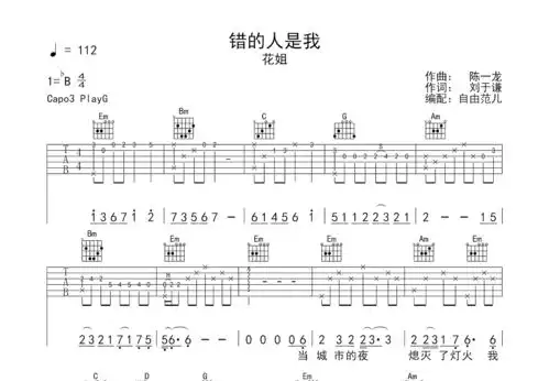 错的人是我吉他谱花姐g调弹唱64专辑版吉他世界
