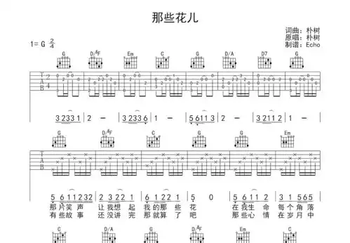 那些花儿吉他谱朴树g调弹唱98专辑版吉他世界
