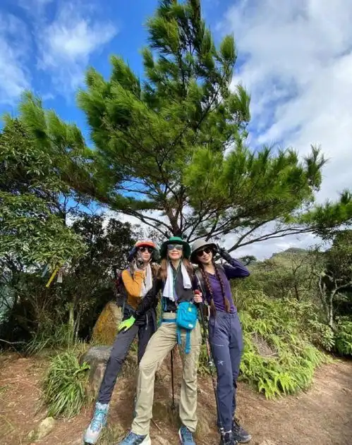 she一早组团爬山,贴身合照个个超模腿,被赞最美登山女子天团