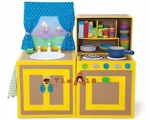 区角环创纸箱做的豪华娃娃家