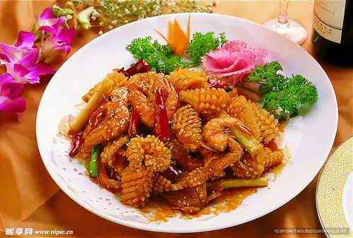 香辣鱿鱼虾摄影图
