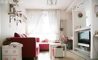 半圆形吧台餐厅粉色甜美迷你小户型公寓