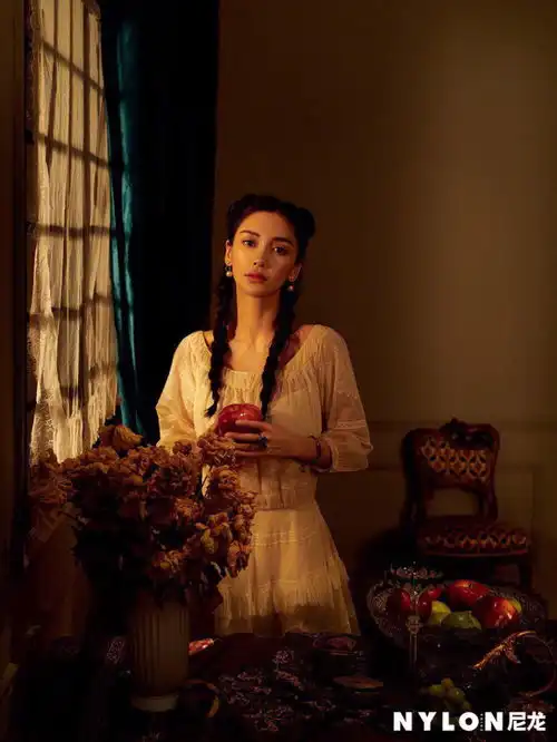 baby杨颖珍珠少女造型也太美了混血五官好适合复古油画妆容