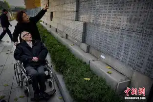 南京大屠杀遇难者家属哭墙前祭亲人
