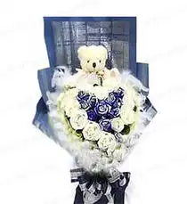 精品蓝色妖姬9枝白色玫瑰12枝情侣礼物
