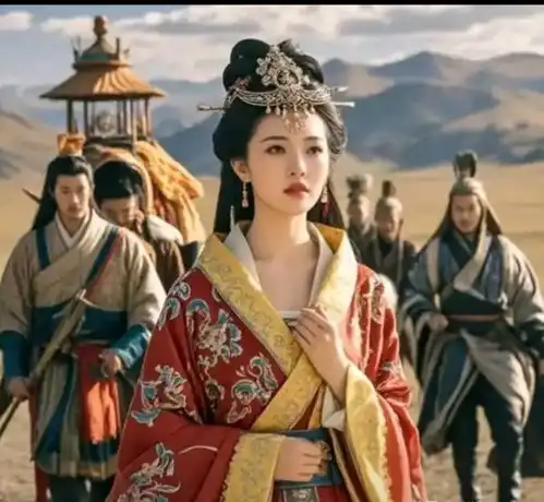 呼韩邪单于死后,王昭君被迫改嫁其子复株累单于,侍寝当夜意外发生,夜色如墨,草原上篝火星点在广袤无垠的草原上,夜色如墨,仿佛天上的银河被倒转,倒映在这片无边的荒野中