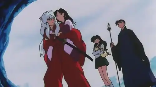 犬夜叉一行人进入结界,只有冥加小老头成了烤跳蚤