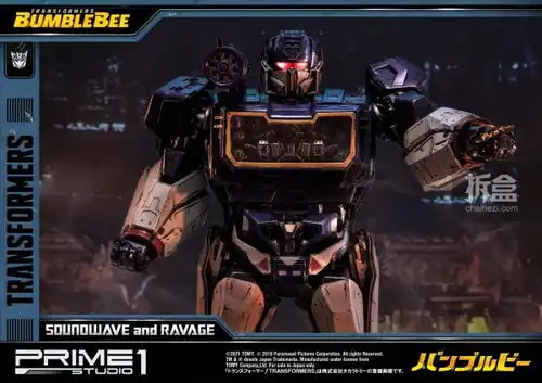 prime1studio变形金刚电影大黄蜂声波和机器狗32寸雕像
