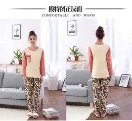 竟丰jingfeng秋冬新款韩版纯棉圆领套头太阳的后裔同款长裤长袖情侣睡衣家居服套装

