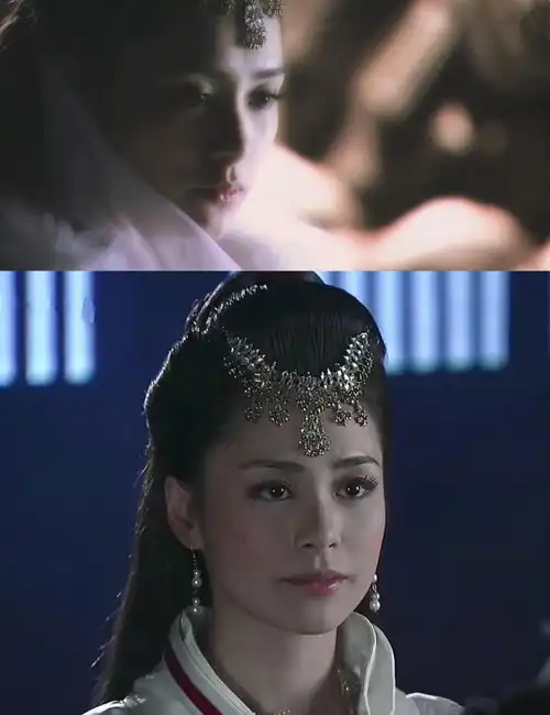 阿娇妲己造型破功了廉价皮毛配上大浓妆,双下巴明显颜霸都无奈
