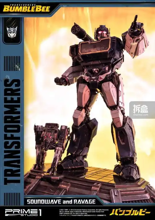 prime1studio变形金刚电影大黄蜂声波和机器狗32寸雕像
