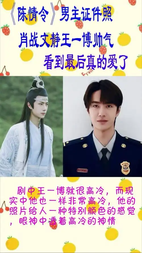 陈情令男主证件照,肖战文静,王一博帅气,看到最后是真爱了
