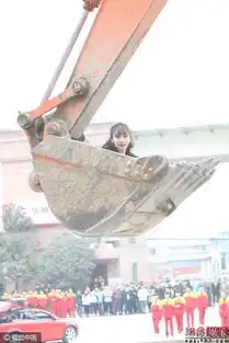 柳岩紧身裙秀傲人胸姿坐挖掘机玩飞天