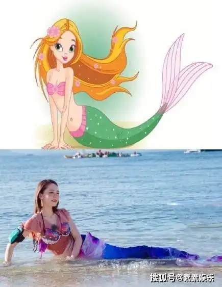 吉娜爱丽丝模仿美人鱼造型身材凹凸有致,气质甜美优雅动人
