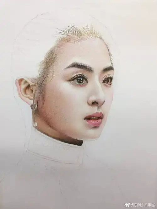 张含韵,她演南烟斋笔录的剧照,彩铅教程
