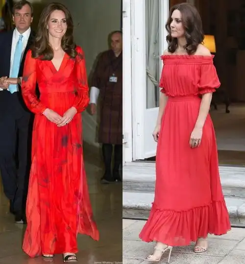 凯特王妃经典红裙造型将复古优雅进行到极致,尽显贵族风情