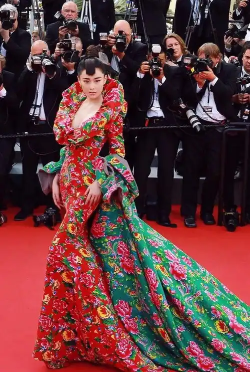 笑不活了华人明星在戛纳红毯遭冷待,被穿东北大花袄网红抢风头
