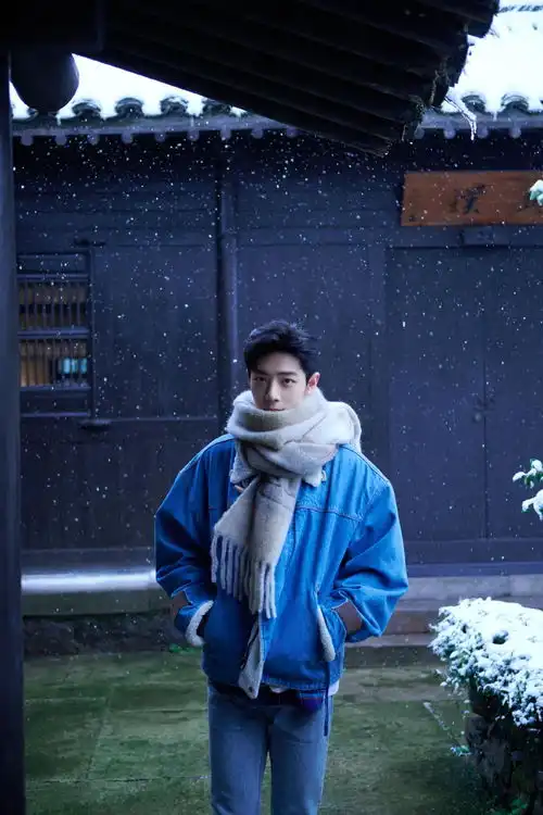 组图肖战雪中写真大片曝光庭前静看落雪眼神暖意融融