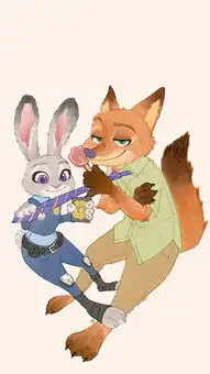 给我高清的功夫熊猫3宝穿披风和带斗笠的图片还有疯狂动物城的兔子和那只狐狸的图片
