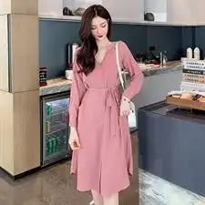 2020春装新款连衣裙衬衫裙女复古港味设计感小众中长款收腰衬衣裙
