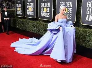 组图ladygaga蓝色长裙亮相金球红毯致敬朱迪嘉兰