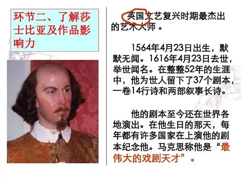 鲁人版高中语文选修莎士比亚戏剧选读第3课哈姆莱特优质课件共39张ppt