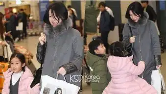 韩粉乐园韩娱新闻李英爱和一双儿女来机场接机都是高颜值啊
