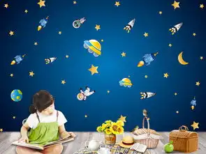 星月童话卡通太空吊顶壁画儿童房背景墙图片素材psd效果图下载儿童房背景墙图大全电视背景墙编号16396391
