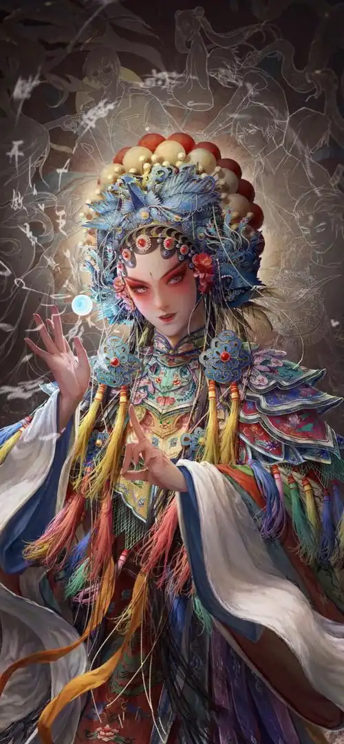 心动壁纸分享戏曲国风插画花旦京剧霸王别姬手机壁纸图片
