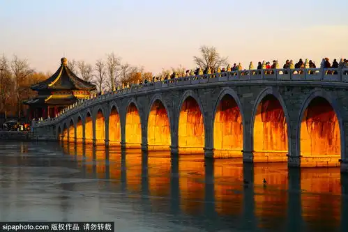 颐和园冬景美不胜收十七孔桥现金光穿洞美景
