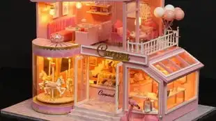 diy微型玩偶之家浴室和卧室美女与野兽房间装饰,鞋子