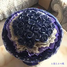 b款蓝色妖姬玫瑰花束折纸
