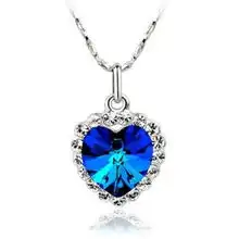 sarah奥地利进口水晶吊坠海洋之心真爱泰坦尼克号浪漫爱情送镀白金项链精美礼盒