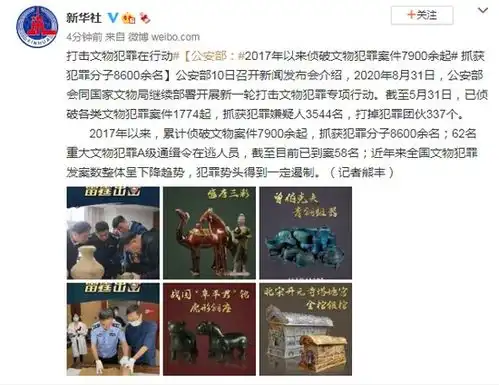 公安部2017年以来侦破文物犯罪案件7900余起抓获犯罪分子8600余名

