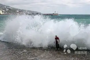 克里米亚迎来风暴天气海滨地带掀起巨浪