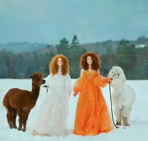 俄罗斯摄影师冰天雪地,拍摄美女与野兽,犹如童话般梦幻
