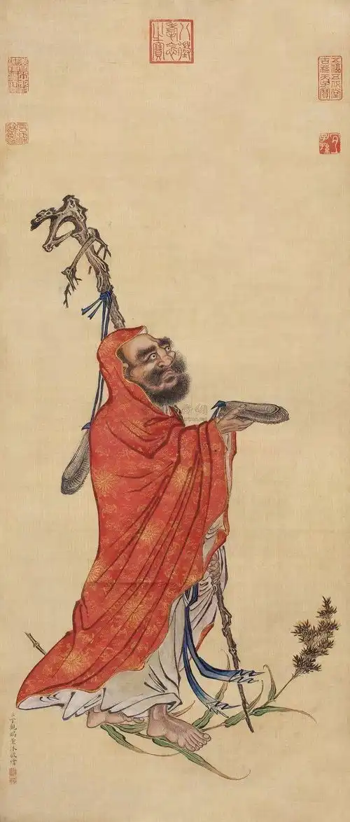 欣赏宫廷画家释道人物画100图画风工整细致
