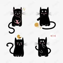 可爱卡通黑猫矢量素材图片免费下载高清卡通手绘psd千库网图片编号5704212