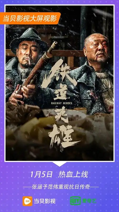 铁道英雄上线当贝影视,张涵予范伟时隔17年再合作,联手演绎平民英雄传奇
