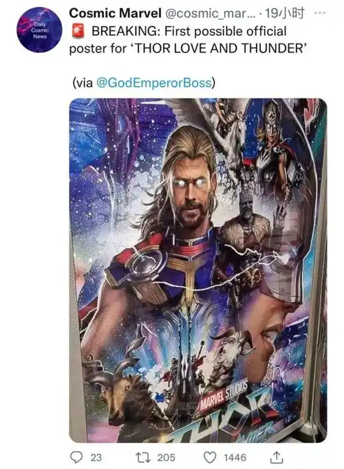 这张雷神4泄露海报火了,随后官方作了回应
