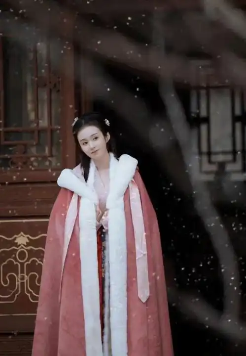 郑合惠子大雪节气神仙扮相,雪中红衣太应景了
