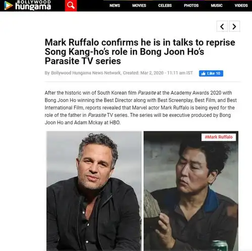 绿巨人markruffalo正在商谈出演剧版寄生虫父亲一角