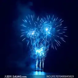 蓝色主题节日烟花摄影图片
