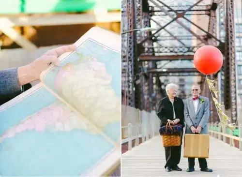 结婚61周年的飞屋环游记版婚纱照