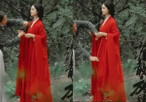 与凤行赵丽颖红衣新造型,温婉的魏晋风,林更新真的瘦了很多