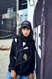 施悦名早春新款女装欧美树叶花朵刺绣套头宽松高领卫衣